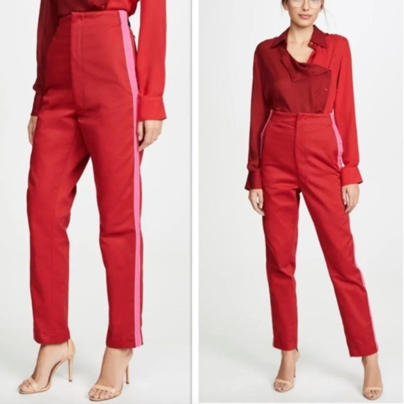 TRE by Natalie Ratabesi Red/Pink Side Stripe Anita Pant in Maroon 6 - Picture 5 of 15